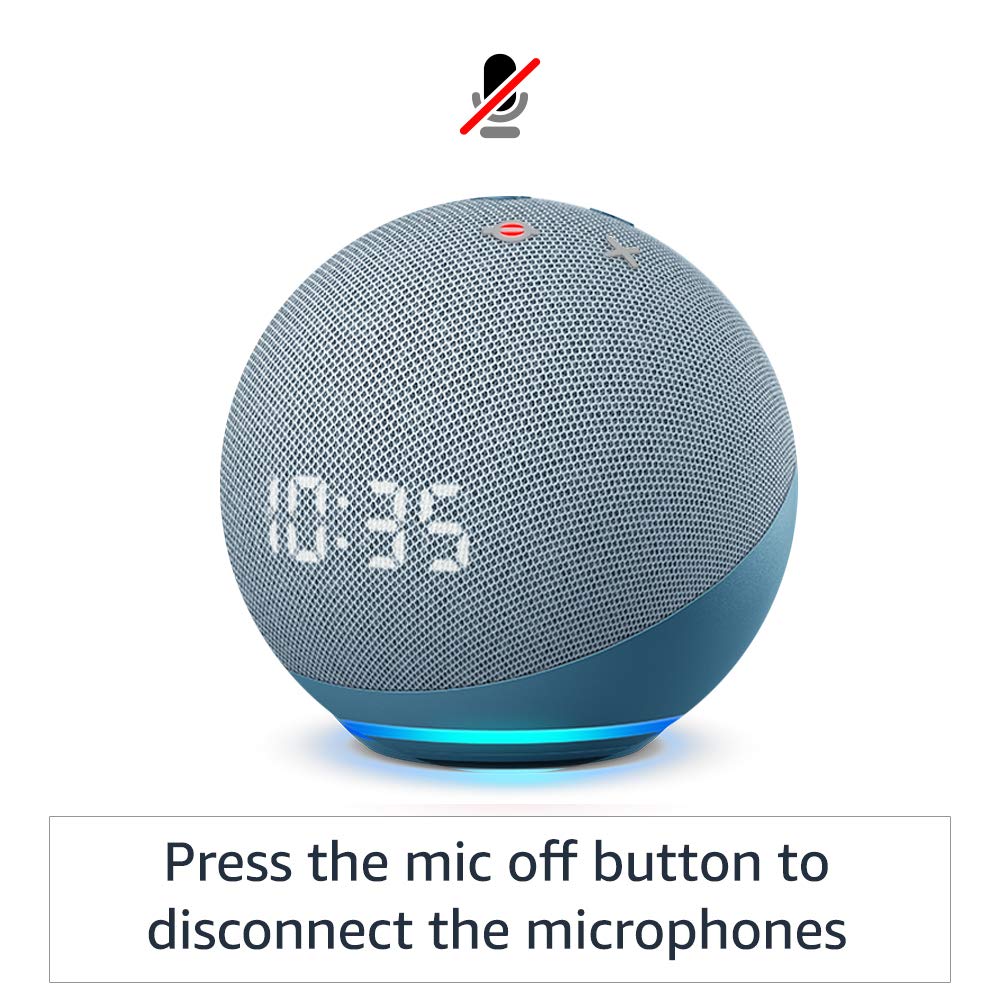 Amazon Echo Dot 4th Gen with clock | Smart speaker with powerful bass, LED display and Alexa (Blue) Mahajan Electronics Online