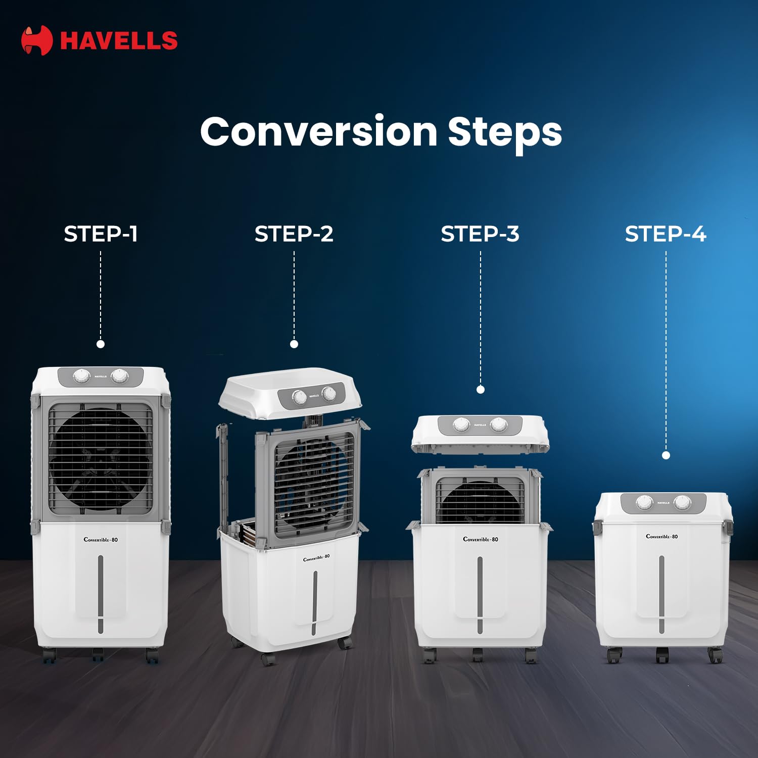 Havells 2-in-1 Convertible 80 L Desert Air Cooler for room| Dual functionality & easy storing| Can be used as side table Mahajan Electronics Online