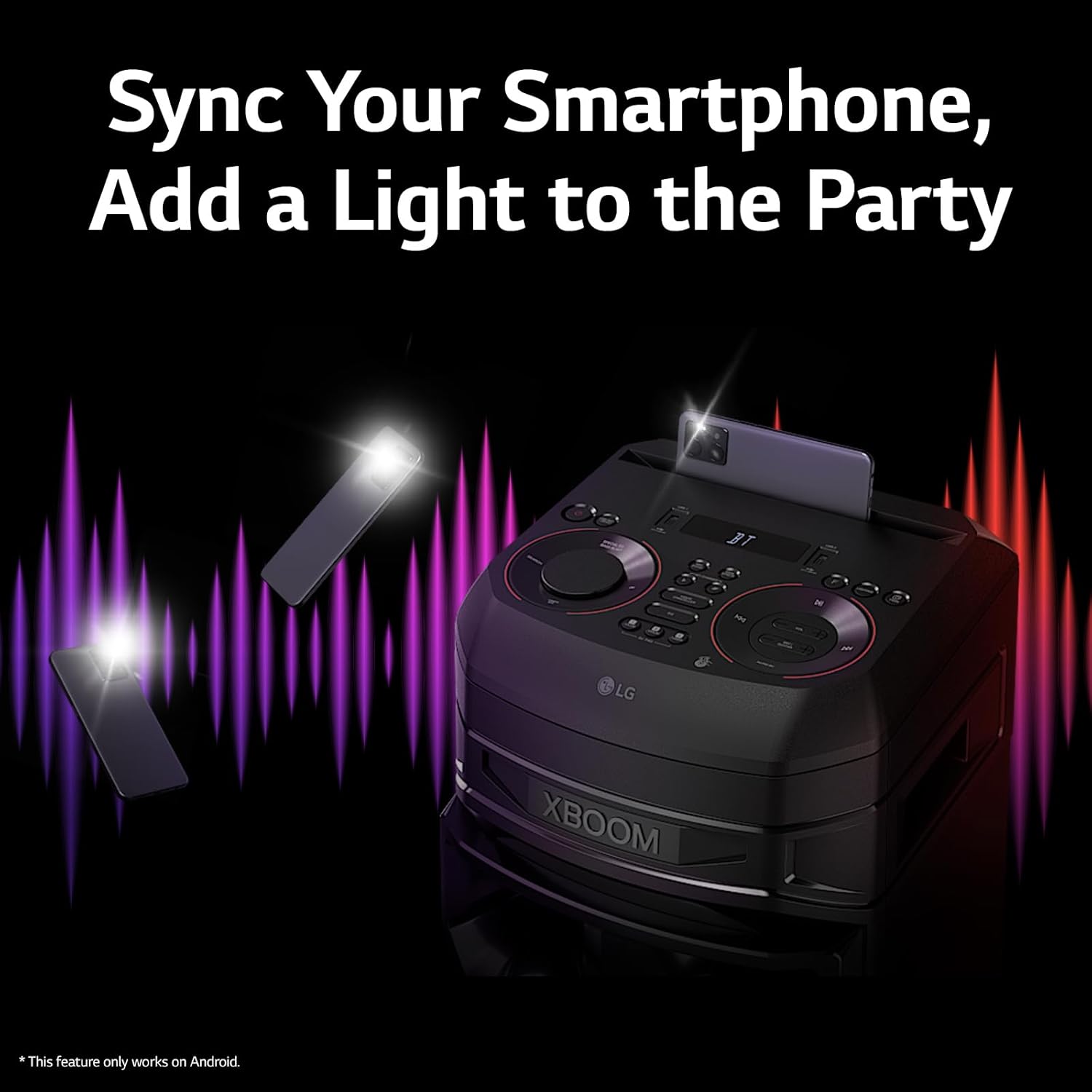 LG XBOOM RNC7 Party Speaker, Multi Color Lighting, Karaoke Feature, 1 Mic + 1 Guitar Input, Wireless Party Link, USB, Bluetooth Connection, XBOOM App Mahajan Electronics online