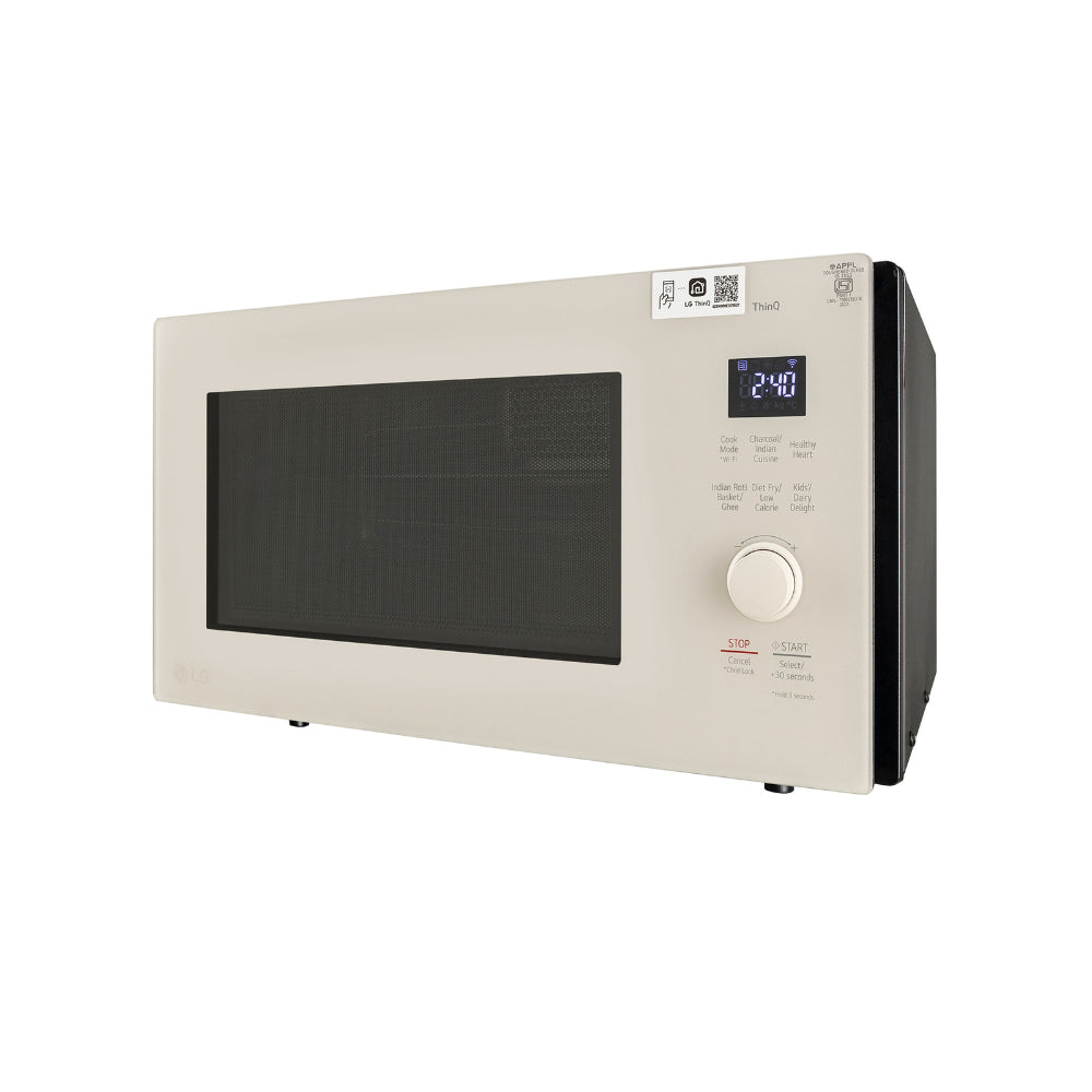 LG MJEN286UBW 28 L Scan-To-Cook Charcoal Convection Microwave Oven with Charcoal Lighting Heater, Wi-Fi , Diet Fry, Motorised Rotisserie, Beige Mahajan   Electronics online