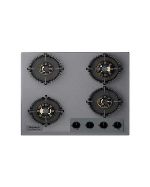 Crompton HOB-SSFB604SP-MBU 60CM Grey 3D Brass Burners with Flame Failure Device (FFD) Auto Ignition (Battery) 8mm Thickness Mahajan Electronics Online