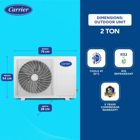 Carrier Durawhite Exi, CAI24DH3R32F0 2 ton 3 star inverter split ac (Copper, Convertible 6-in-1 Cooling, PM2.5 Filter, 2024 Model, White) Mahajan Electronics online