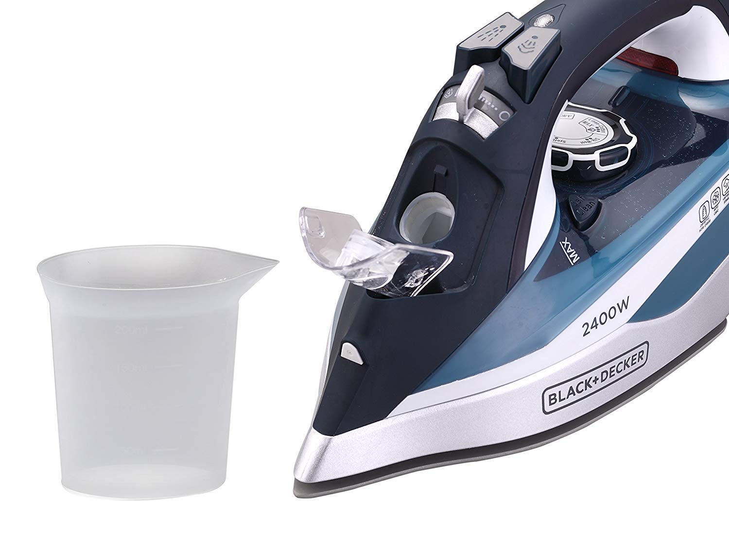 Black + Decker Steam BXIR2401IN Iron Press 2400-Watt with Auto Shut Off and Ceramic Sole Plate Coating | 2 year warranty (Blue) - Mahajan Electronics Online