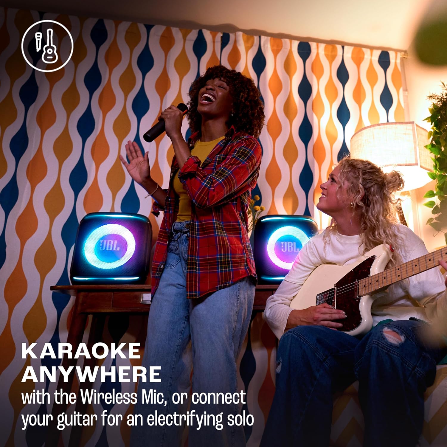 JBL Partybox Encore 2 with Mic, Wireless Bluetooth Party Speaker, AI Sound Boost, Dynamic Light Show, Upto 15Hrs Playtime, Replaceable Battery, Multi-Speaker Connection by Auracast, PartyBox App-Black Mahajan Electronics Online