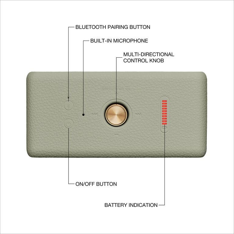 Marshall Emberton III Compact Portable Bluetooth Speaker with 32+ Hours of Playtime, (360° Sound), Dust & Waterproof (IP67) – Sage. Marshall