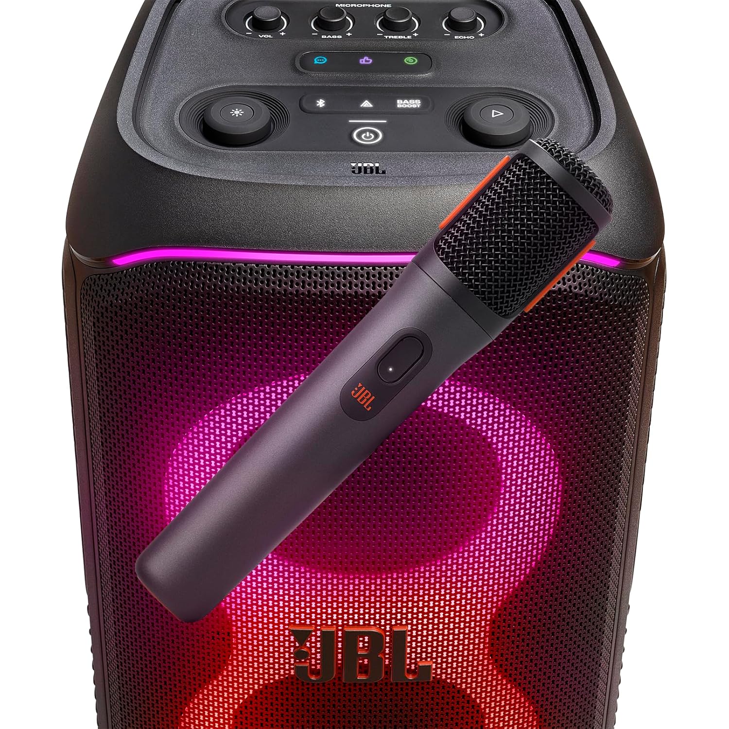 JBL Partybox Wireless Microphone for JBL Partybox Speakers with Wireless Dongle, Stable 2.4GHz Connection, Up to 20 Hours Playtime, 2 Mics in The Box (Black) Mahajan Electronics Online