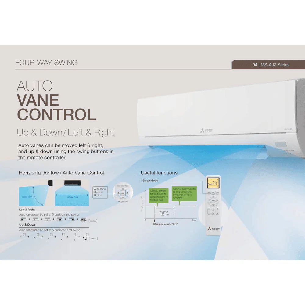 Mitsubishi MS-AJZ13VF-DA1, 1.0 ton 2 Star Non-Inverter Split Air Conditioner Mahajan Electronics Online