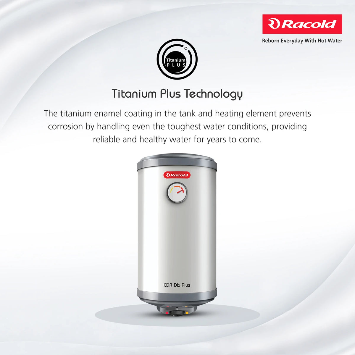 Racold CDR DLX Plus 25L 5 Star Storage Water Geyser – Titanium Plus Tank, Fast Heating, Vertical Mount Racold