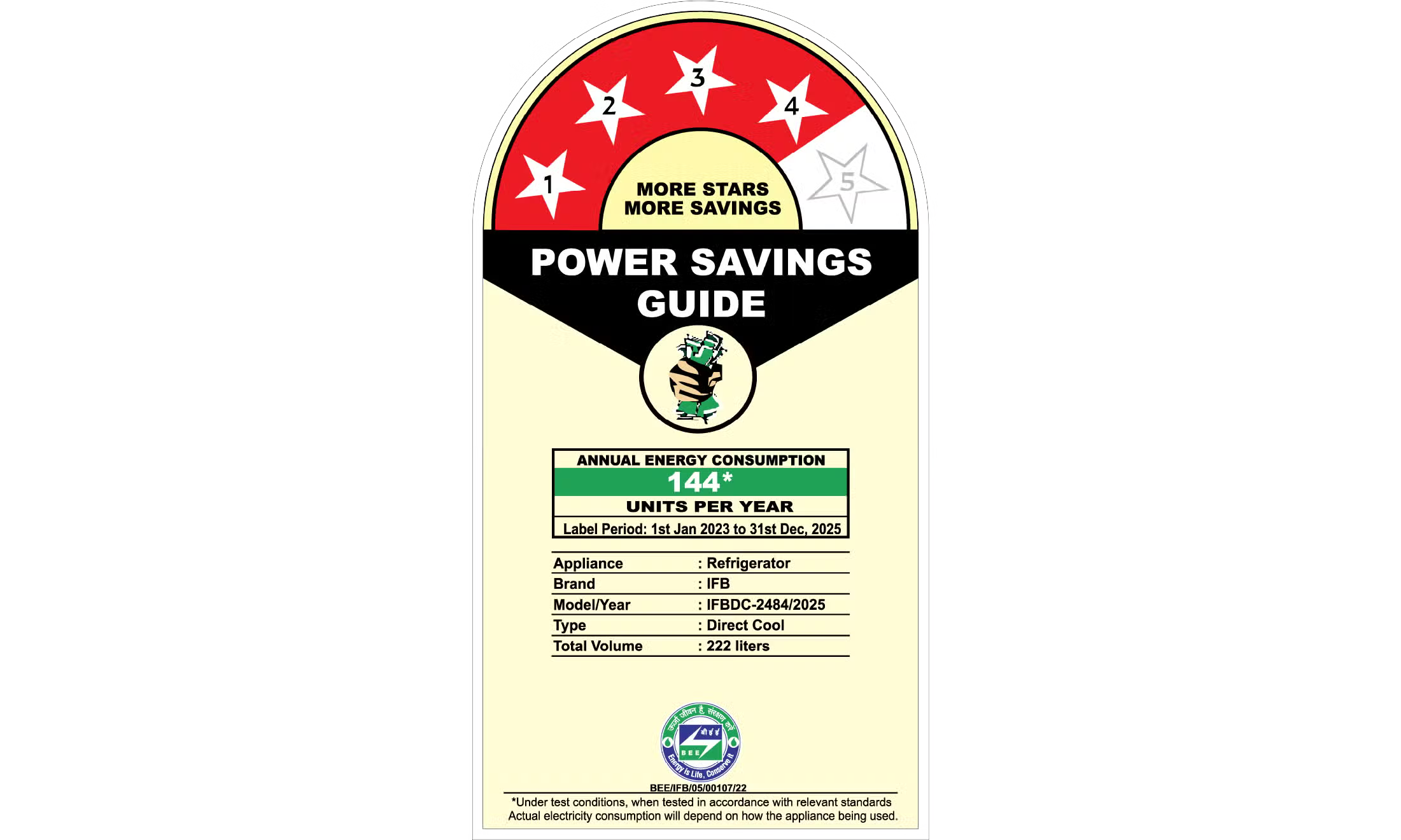 IFB IFBDC-2484FBN 222L 4 Star Direct Cool Refrigerator with Extra Height