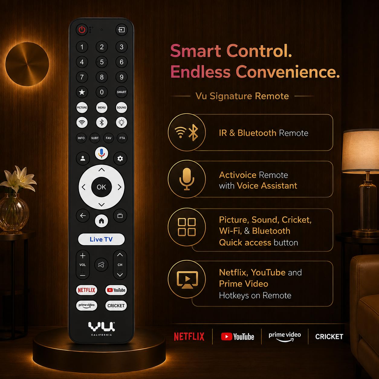 Vu California 164cm (65 inches) Glo MiniLED Google 4K TV VUGLOMINILED 2026 | 600Nits HDR Brightness QLED Picture I 2xSpeaker+2xWoofer 50W VuFX Sound VU Technologies