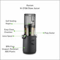 Hurom H310A Slow Masticating Juicer (H310A Charcoal) - Mahajan Electronics Online