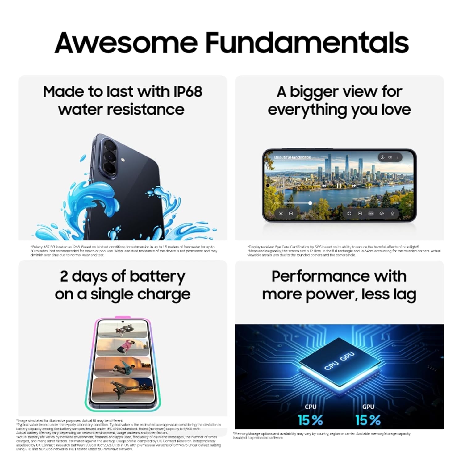 Samsung Galaxy A57 5G (Awesome Icyblue, 8GB RAM, 256GB Storage), Agentic AI, Triple Camera with Nightography Video, 2 Days Battery Life, 6 Gen OS Upgrades, IP68, 6.9mm Sleek, with No Cost EMI Mahajan Electronics Online