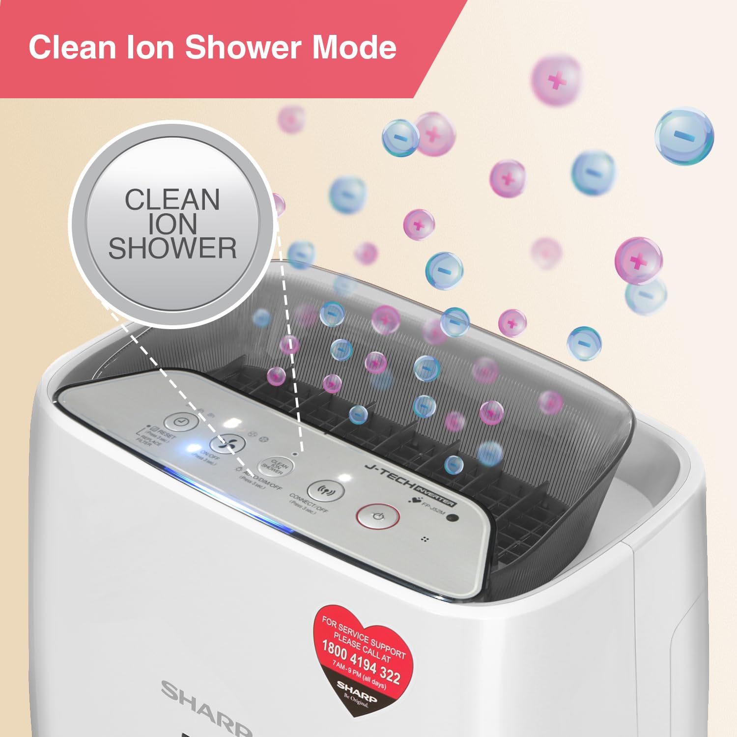 SHARP FP-J52M-W Air Purifier for Home | Wi-Fi Connectivity, HEPA, Carbon & Pre Filters, PM 2.5 Display | Real Time Indicator for Air Quality, Temperature, Humidity, Filter Life and Change Indicator Mahajan Electronics Online