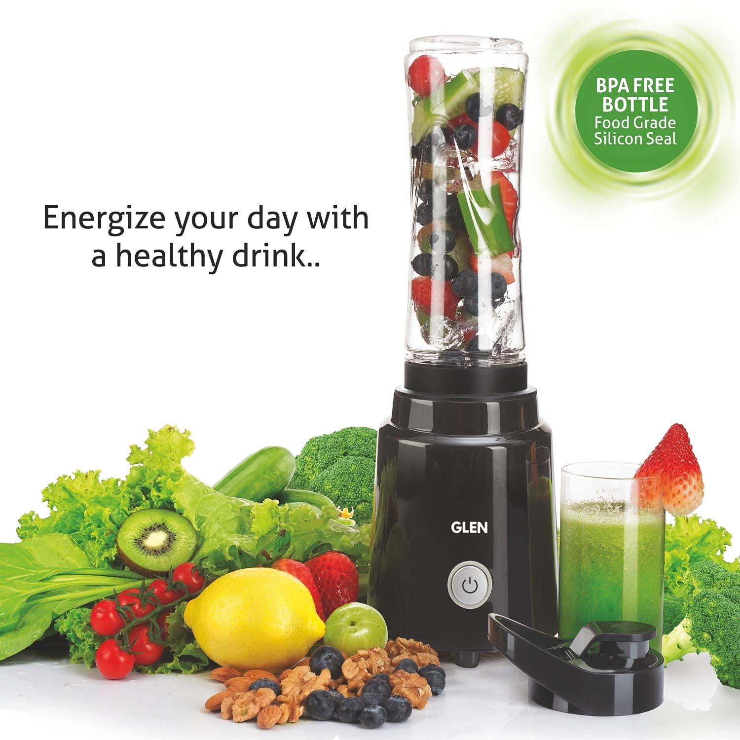 Glen SA 4047 BL Electric Personal Blender 200W 0.6 Litres BPA free Bottle with carry handle - Black , 2 Years Warranty Mahajan Electronics Online