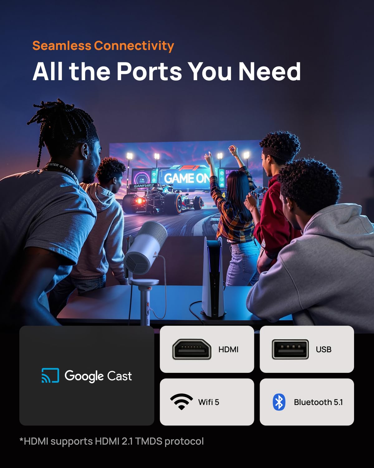 XGIMI 2025 New Launch MoGo 4 Laser Portable Projector with 4 Filters, 550 ISO Lumens, 360° Built-in Stand, Built-in Battery, 2.5H Movie Time, Google TV with Licensed Netflix, 2×6W Harman Kardon Mahajan Electronics online