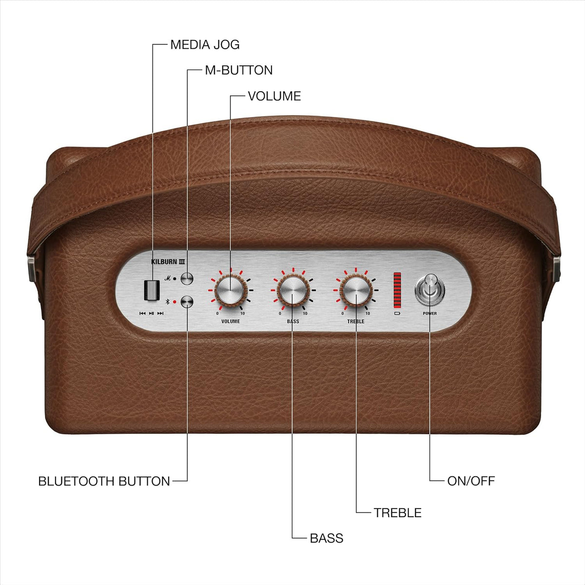 Marshall Kilburn III Portable Bluetooth Speaker with 50+ Hours of Portable Playtime, (360° Sound), Dust & Water-Resistant (IP54) – Brown. Marshall