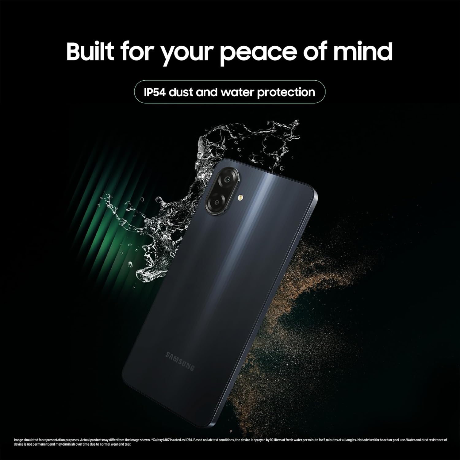 Samsung Galaxy M07 (Black, 4GB RAM, 64GB Storage) | MediaTek Helio G99 | IP54 Rating | 50MP Auto Focus Camera | 7.6mm Slim | 5000mAh Battery| 25W Fast Charging | 6 Gen of OS Upgrades | Without Charger Mahajan Electronics Online