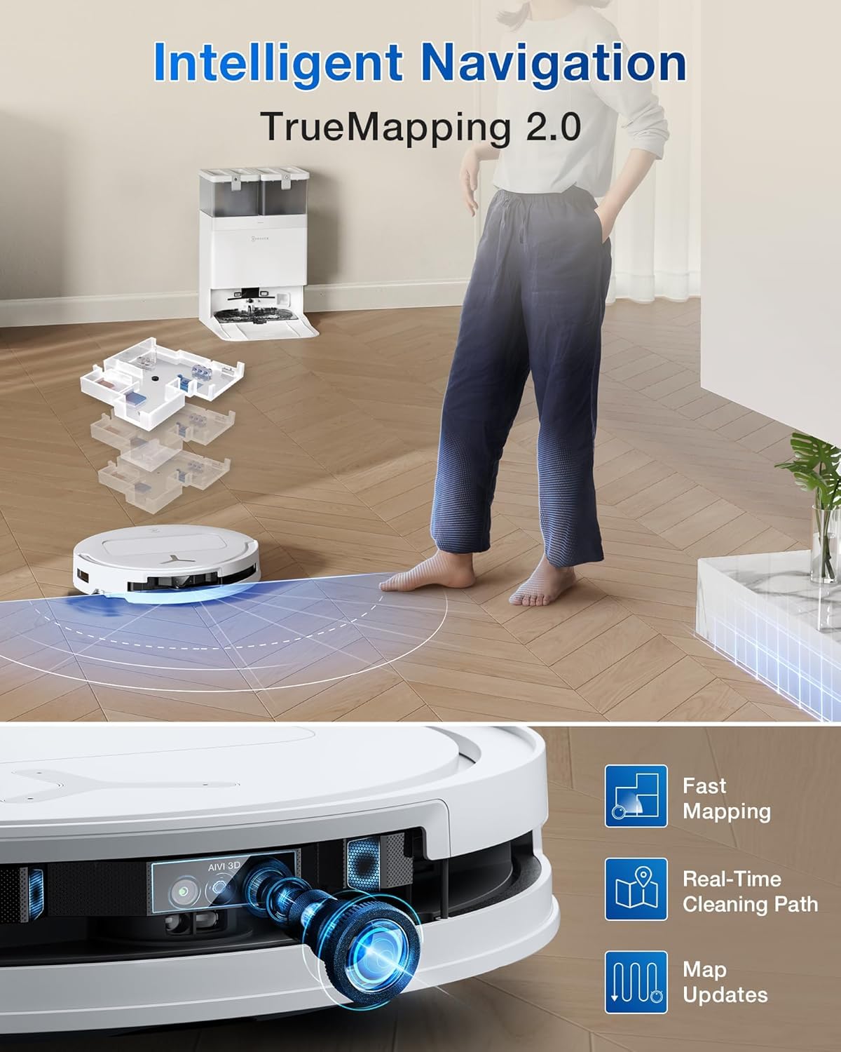ECOVACS Deebot T50 PRO Omni 2 In 1 Robot Vacuum Cleaner & Mop,2025 Launch,15000 Pa Suction,6400 Mah Battery,8.1Cm Ultra-Thin,Zerotangle 2.0,AIVI 3.0 Obstacle Avoidance,Auto Wash/Dry/Refill,320 Mins Mahajan Electronics Online