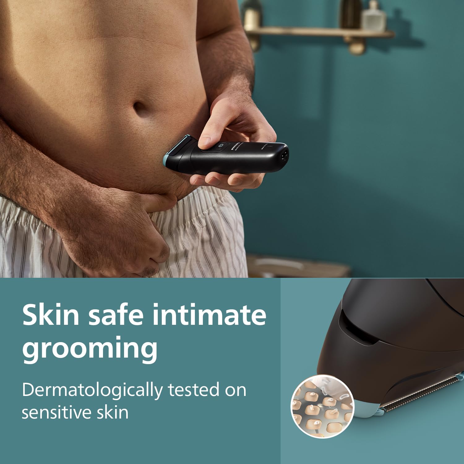 Philips BG5475 Body & Balls Trimmer for Men Private Parts | Back Attachment | Clinically Tested on Sensitive Skin | Skin Safe Intimate Grooming | 100% Showerproof | 100min runtime | 5yrs* Warranty Philips