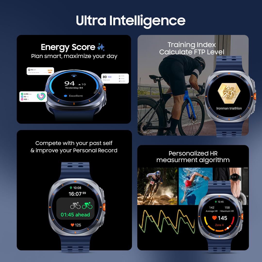 Samsung Galaxy Watch Ultra (47mm, LTE, Titanium Blue) with Upto 100h Battery | 3nm Processor | Dual GPS | Quick Button/Siren | Sapphire Glass | 10ATM & IP68 | BP & ECG Monitor | Energy Score & Ages Mahajan Electronics Online