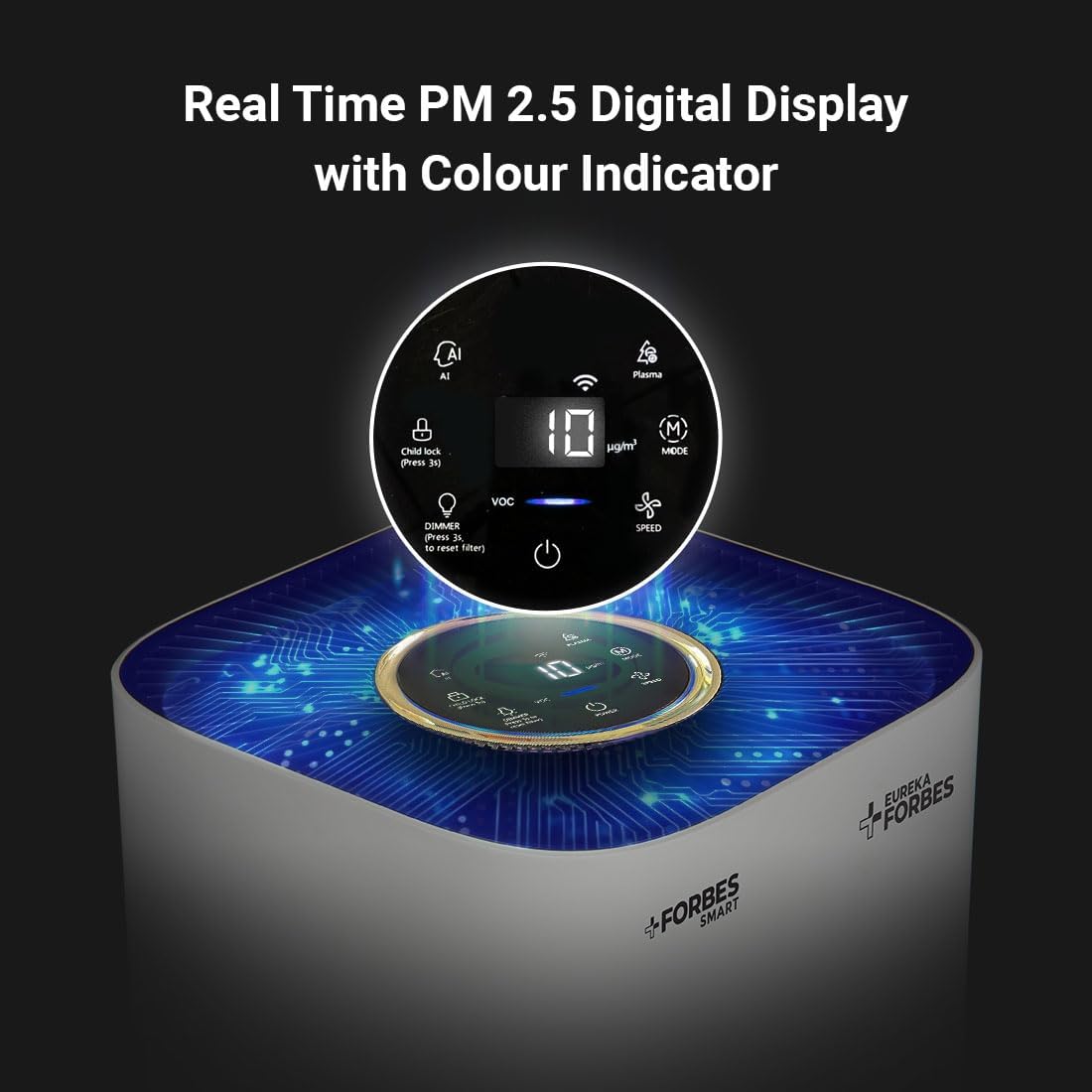 Eureka Forbes Smart Air Purifier 500 for Home |Covers Upto 670 Sq. Ft. | WiFi Enabled | Removes 99.97% Impurities & PM | True HEPA H13 | 4-Stage, 10-Min Purification | App Control | Sleep Mode Mahajan Electronics Online