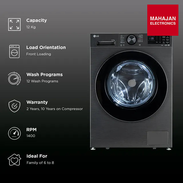 LG FDX1207N5B 12/7 Kg AI Front Load Washer Dryer (Platinum Black) – Mahajan Electronics Online.