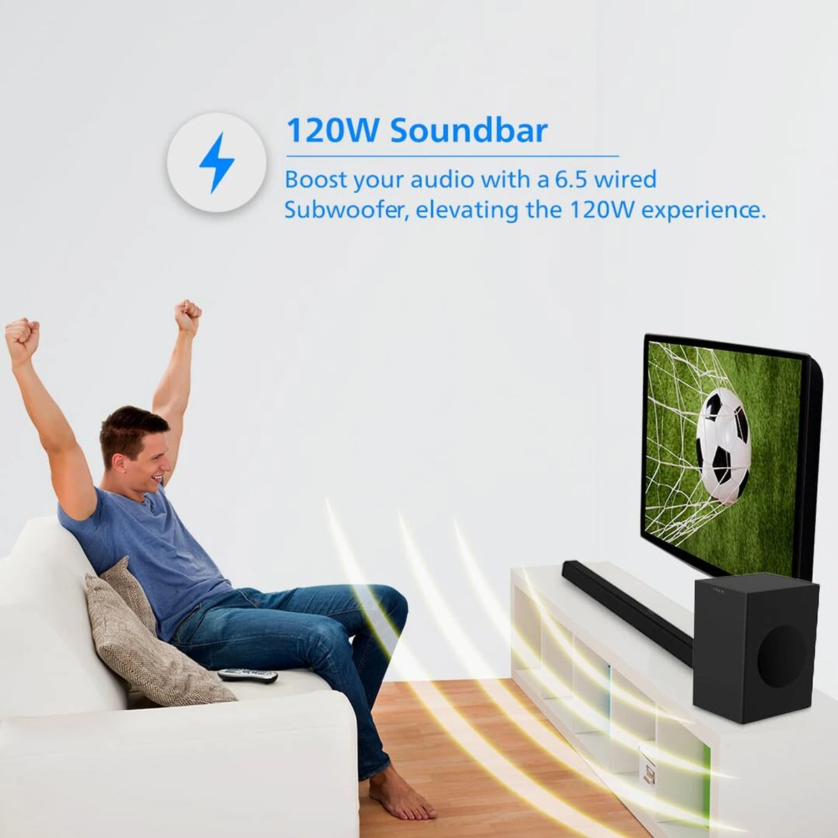 PHILIPS TAB4218/94 With Subwoofer for Rich Bass, 3 EQ Modes, Bluetooth/HDMI/USB/Optical 120 W Bluetooth Soundbar (Black, 2.1 Channel) Philips