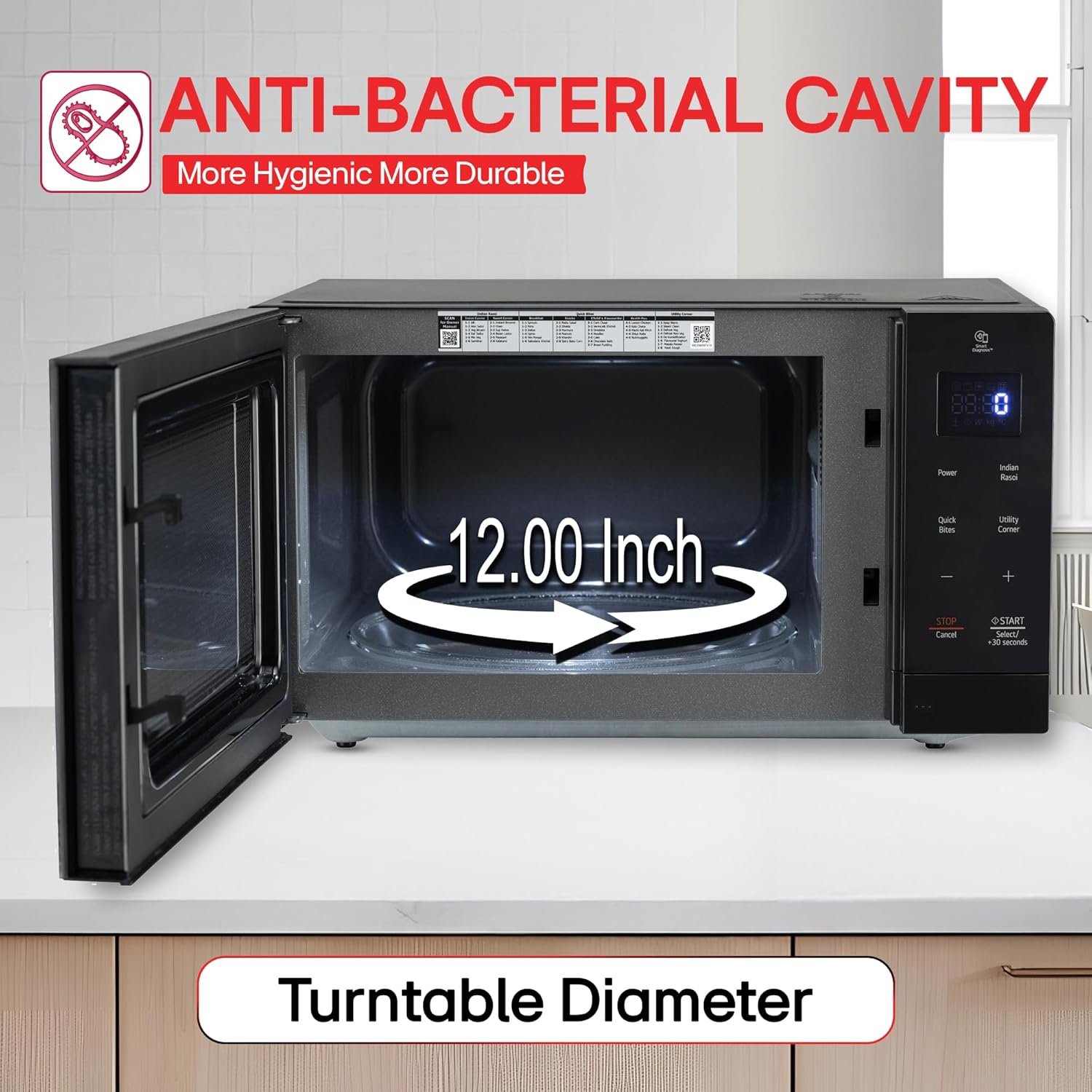 LG 30 L Solo Microwave Oven (MS3032BK, Black, 44 Auto Cook Menu, Steam Clean, Anti-bacterial cavity) Mahajan Electronics Online