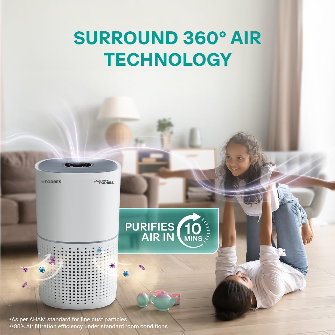 Eureka Forbes Air Purifier 230|True HEPA H13 Filter & Surround 360° Air Intake Tech(Approx. 1.5-2 Yrs)| Removes 99.97% PM2.5, Dust & Allergens| 4-Stage Purification|Coverage 310 Sq. Ft|Sleep Mode Mahajan Electronics Online