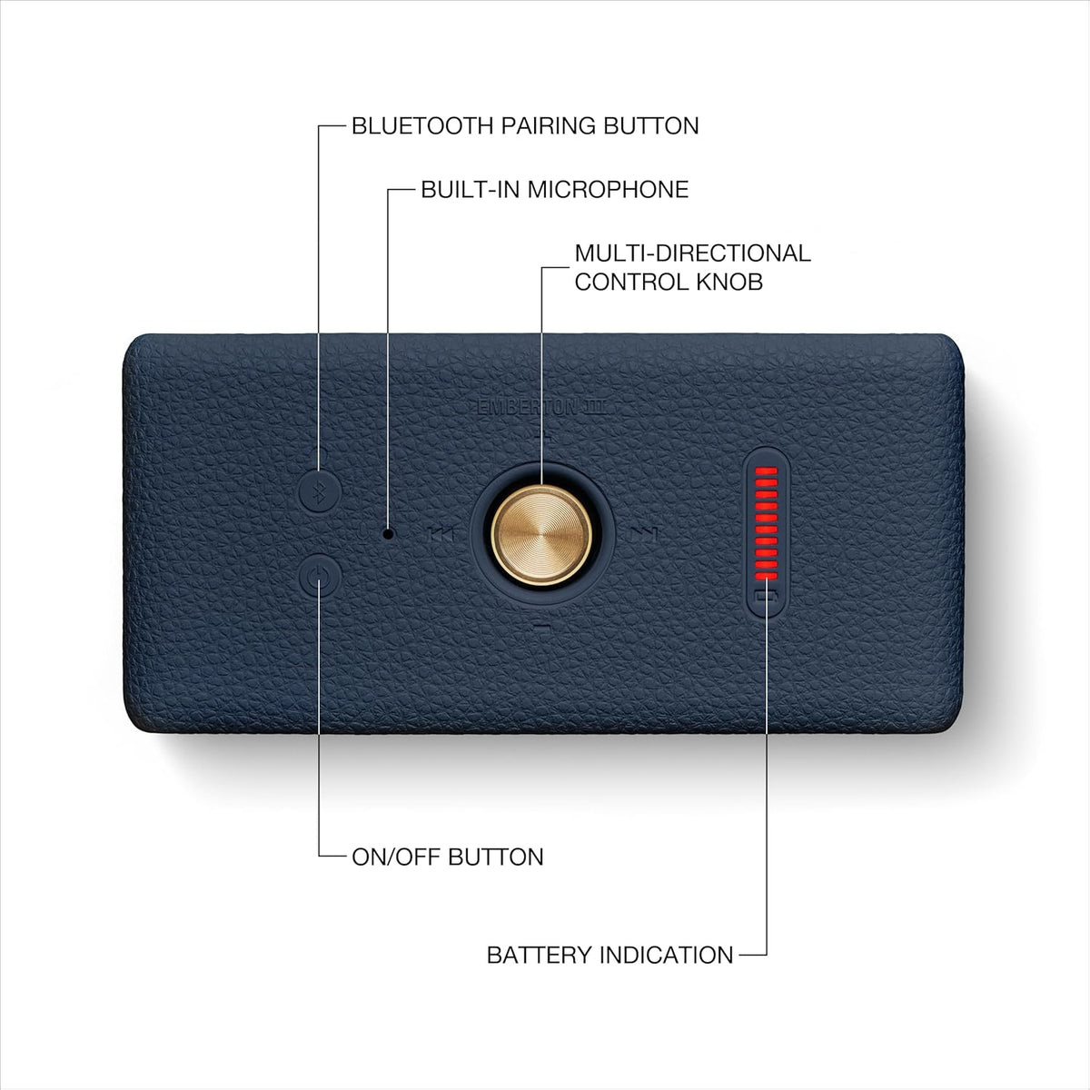Marshall Smartchoice Emberton III Compact Portable Bluetooth Speaker with 32+ Hours of Playtime, (360° Sound), Dust & Waterproof (IP67) – Midnight Blue. Marshall
