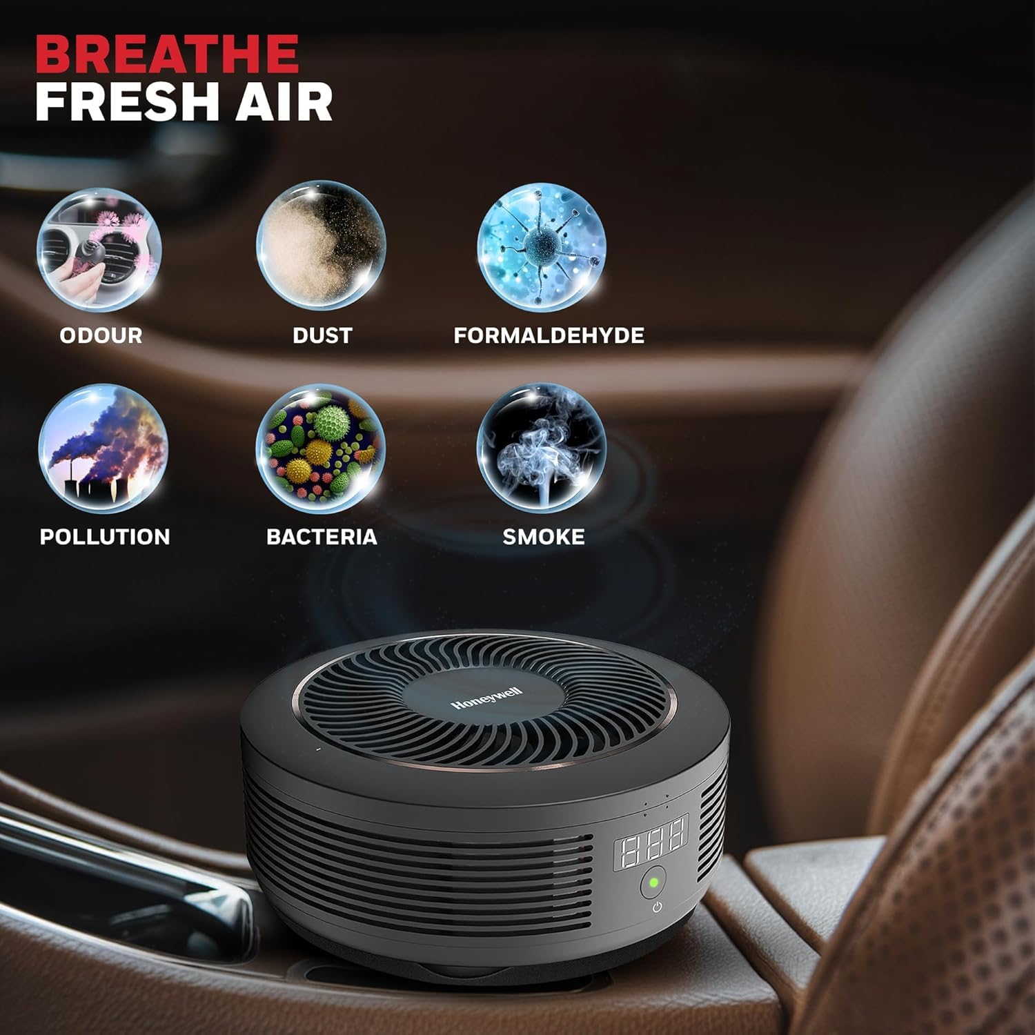 Honeywell New Launched Move Pure 4 Car Air Purifier, 3-in-1 Filtration, HEPA filter, removes 99.99% of PM2.5 & PM10, odour, VOCs, dust, smoke, & harmful bacteria, 2XUSB ports, Compact & Easy Install Mahajan Electronics Online