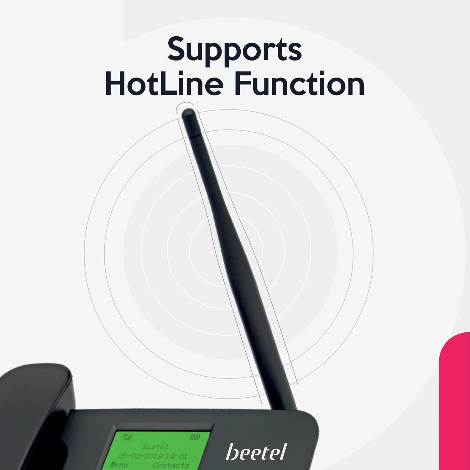 Beetel F1K GSM Fixed Wireless Phone, Support Quad band 2G,LCD Display,Speed Dial,Two way Speaker phone & Adjustable Volume,Supports Hotline Function,Alarm,4 Direct Memory Keys,Basic Calculator (Black) - Mahajan Electronics Online