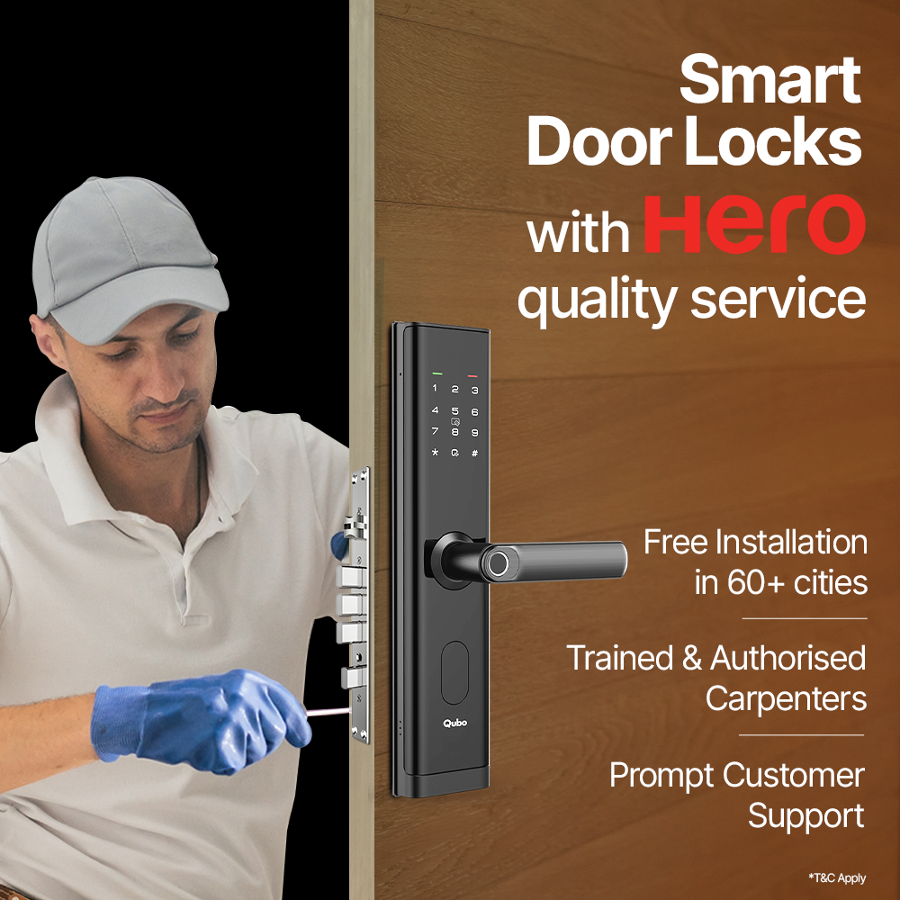 Qubo Smart Door Lock NOVA (Black) | 6-in-1 Keyless Entry | Fingerprint, PIN, RFID, OTP &amp; App Unlock | Mortise Deadbolt | Mahajan Electronics Delhi NCR