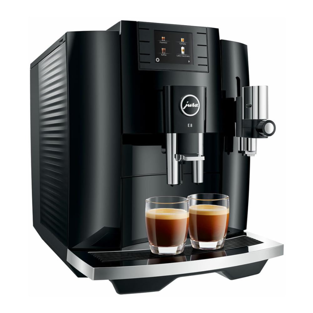 Jura E8 Automatic Coffee Machine (15270, Piano Black) Bundle with Glass Milk Container (2 Items) Mahajan Electronics Online