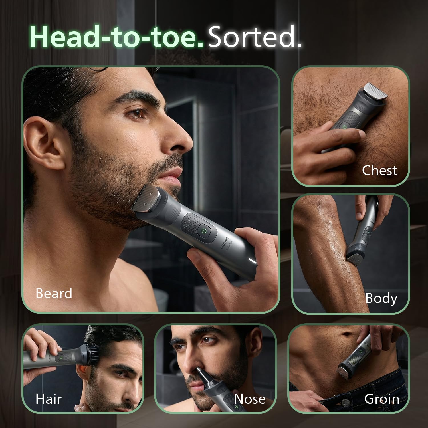Philips MG7922 India's No.1 Men's Trimmer* | Ultimate Precision | BeardSense Technology- Scans 125x/sec, adapts to density | All-in-One Full body Grooming Kit | 120min runtime | IPX7 | 5yr warranty* Philips