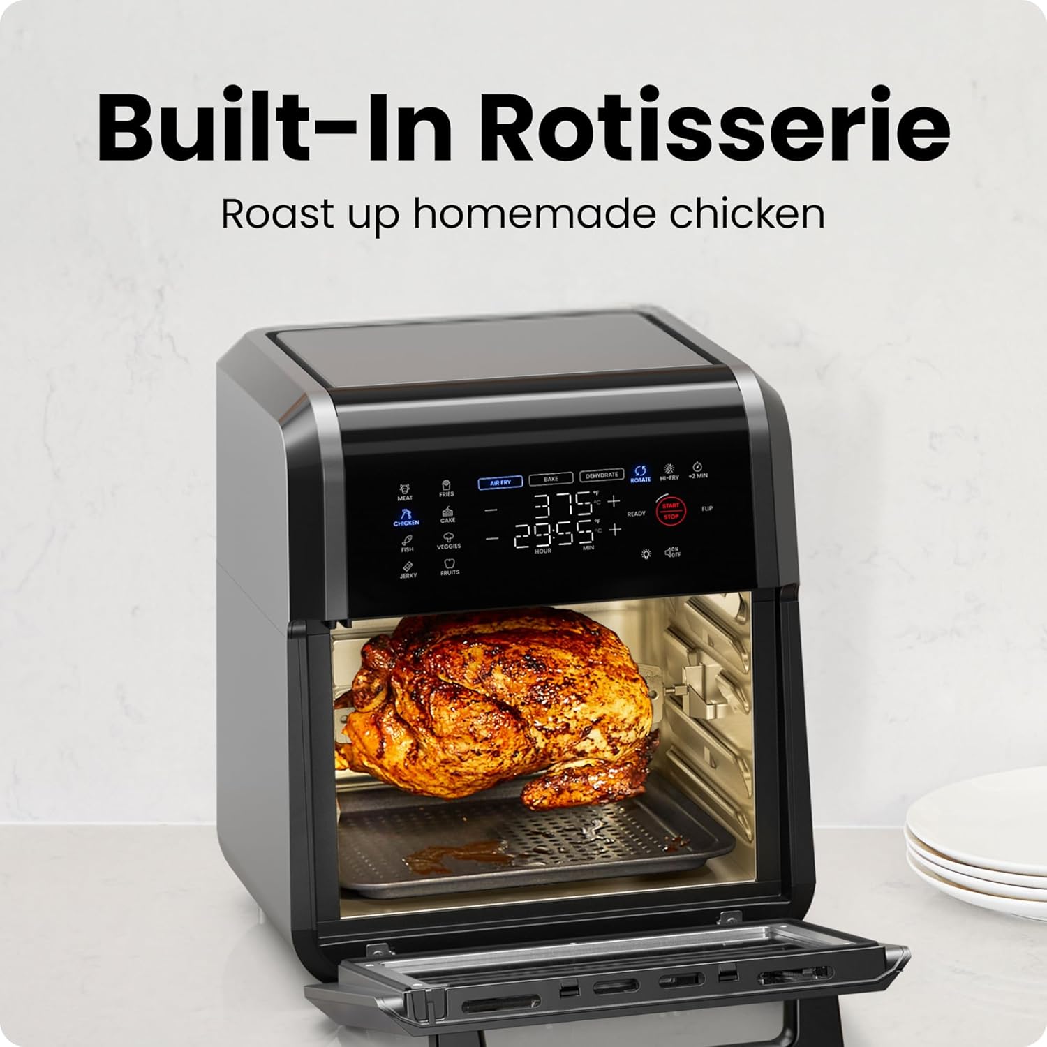Chefman RJ38-RDO-V12-IN 12-Quart 5-in-1 Air Fryer Oven with Digital Timer, Touchscreen, and 12 Presets - Family Size Countertop Convection Oven, Dishwasher-Safe Parts Mahajan Electronics Online
