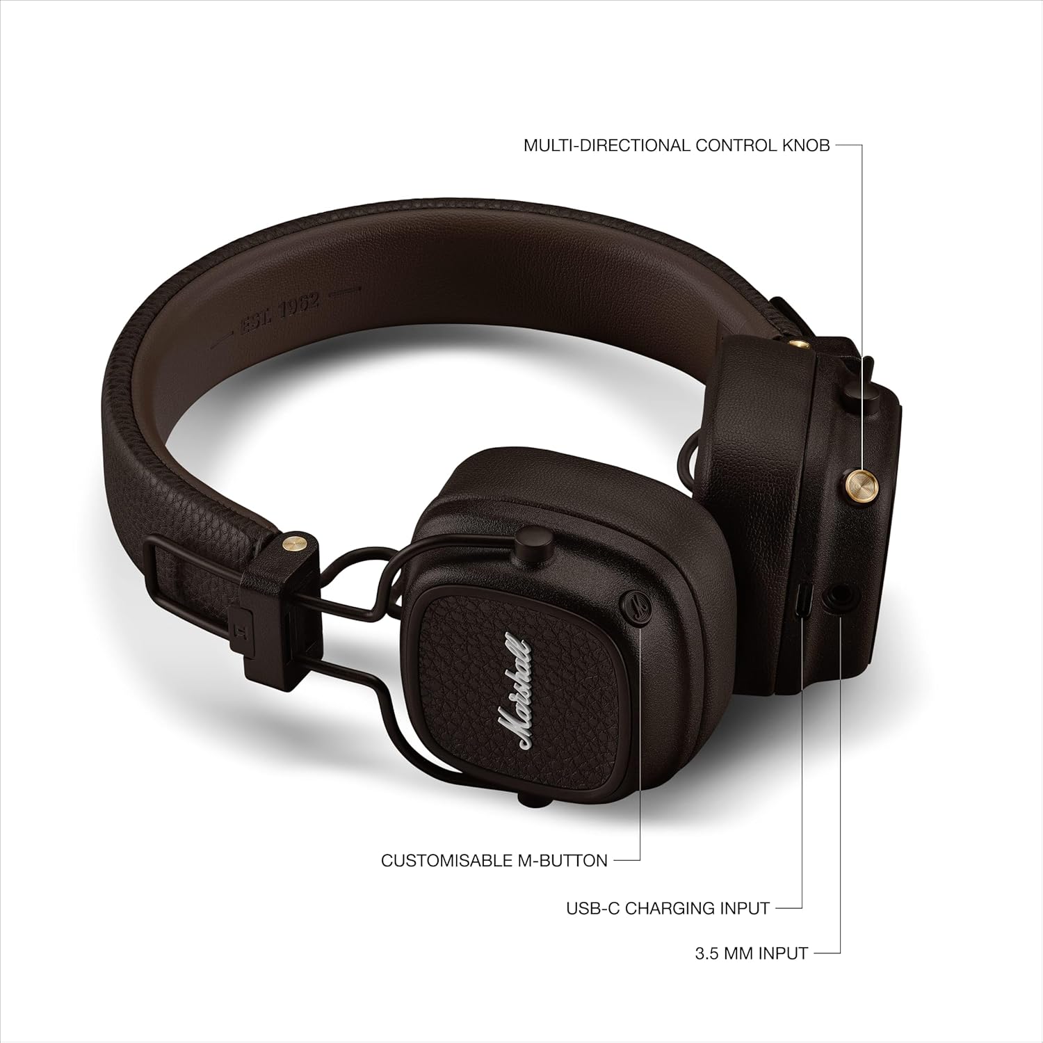 Marshall Major V Wireless On-Ear Headphones, Brown Mahajan electronics online