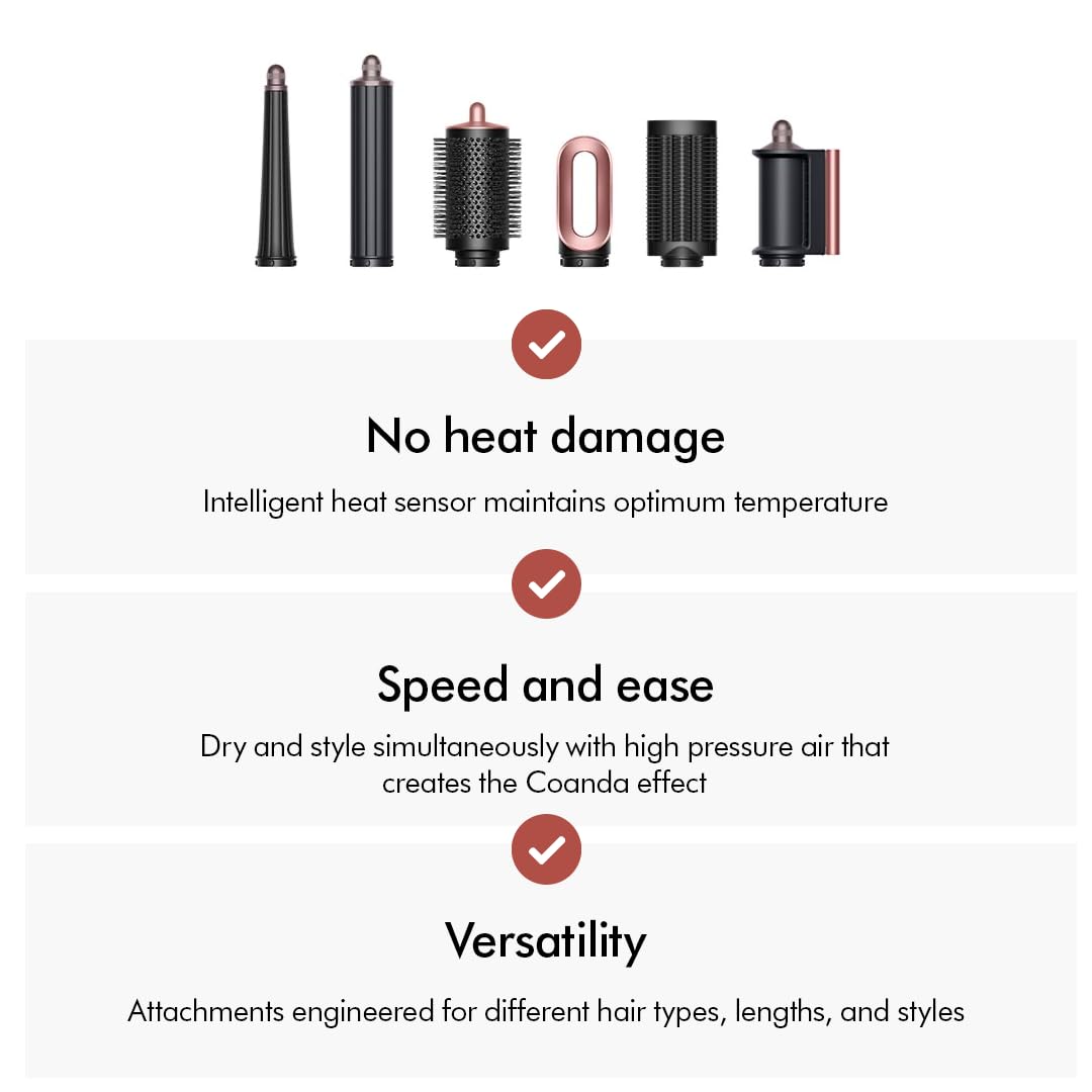 Dyson Airwrap I.D. 6-In-1 Multi-Styler | Styles Without Heat Damage| 7 Styling Settings|3 Speed & 3 Heat Settings|Cold Shot| Enhanced Coanda Airflow| 2 Yr Warranty,1300 Watts (Ceramic Pink & Rose Gold) (HS 08 CPRG IN) Mahajan Electronics Online