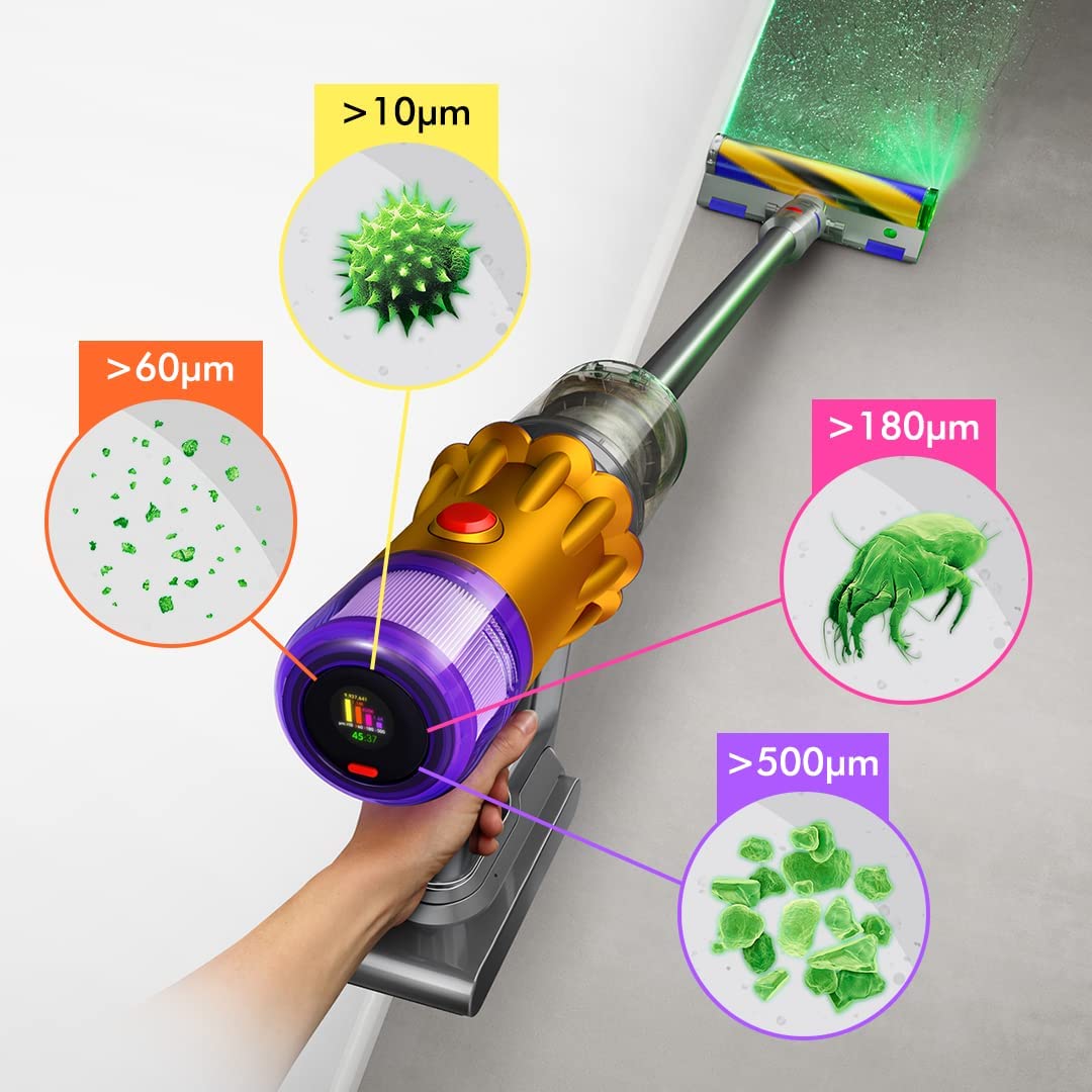 Dyson V12 Detect Slim Cordless Vacuum Cleaner|2 Yr Warranty incl Accidental Damage Protection|Illumination Reveals Hidden dust|LCD Screen and 3 Power Modes|150 Airwatts, 0.35L bin, 60 mins runtime Dyson