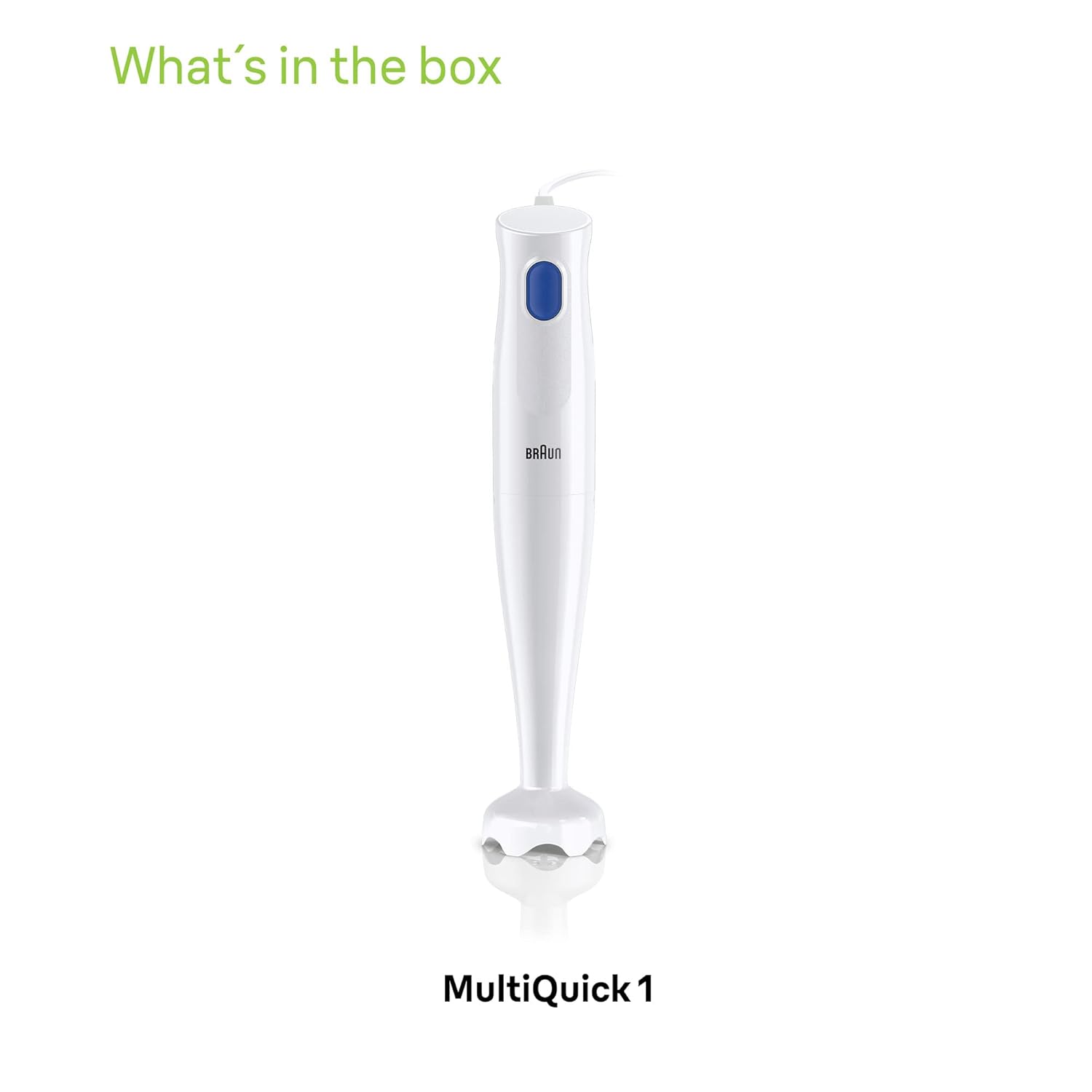Braun MQ10.000PWH MultiQuick 1 Hand Blender 450W with EasyTwist Technology, Lightweight, Stainless Steel, BPA-Free for Baby Food, Chutney, Puree, Lassi, Smoothie, Soup, Shake (MultiQuick 1 White) Mahajan Electronics Online