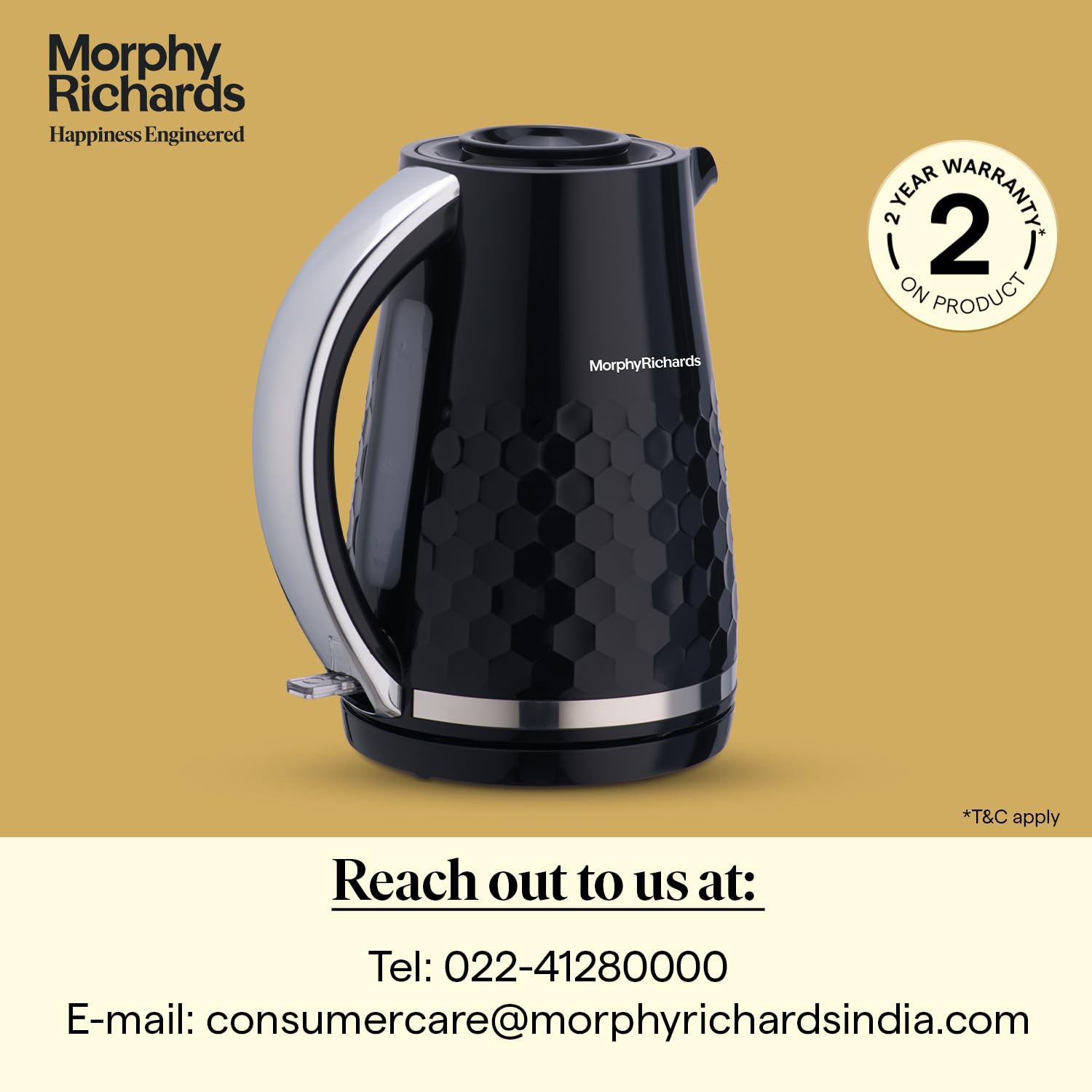 Morphy Richards Plastic Hive Series 1.5L Kettle, 1500 Watt, Black Mahajan Electronics Online