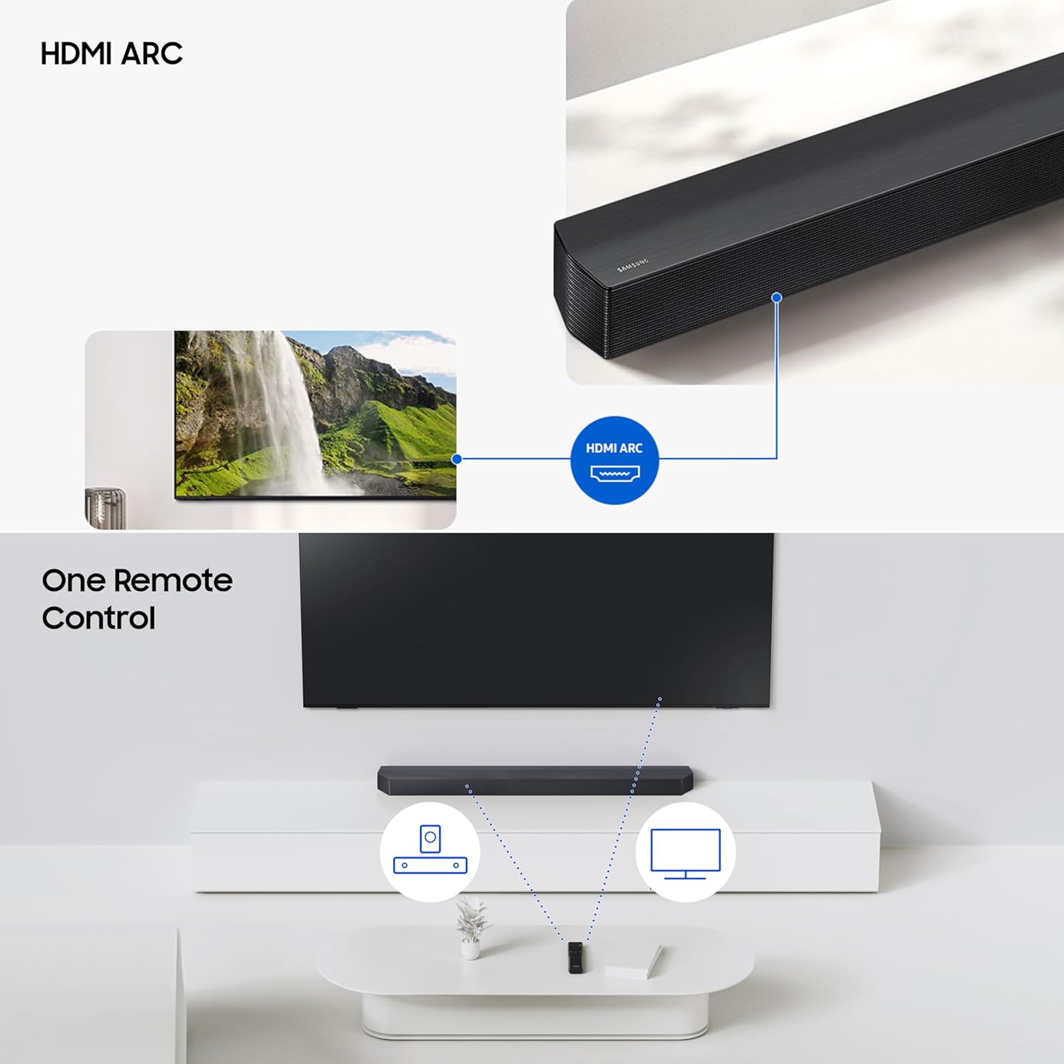 Samsung HW-B67EF/XL 490 W 5.1 ch Soundbar with Center Speaker | Dolby Audio | DTS Virtual:X | Q-Symphony | Wireless Rear Speaker | HDMI ARC|Bluetooth | USB Music Playback | Wireless Subwoofer ( Black) Samsung