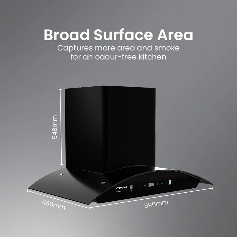 Crompton  Chimney (CHD-ELC60FLE-IND) | 1900m³/hr Suction Filterless Wall |60 cm Auto-Clean Chimney With Gesture Control| Mahajan Electronics Delhi NCR  Mahajan Electronics Online