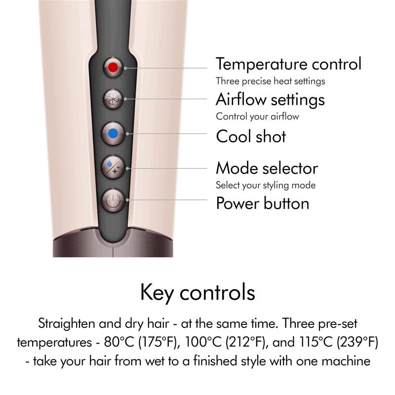 Dyson Airstrait™ Hair Straightener| Wet-to-dry straightener | Straightens with air | No hot plates, no heat damage (When used in Wet-to-dry mode) | Suitable for all hair types (Ceramic Pink/Rose Gold) HT 01 CPRG IN Mahajan Electronics Online