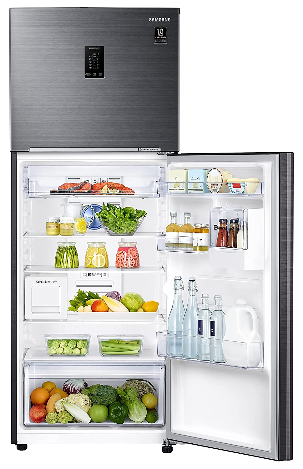 Samsung 376L 2 Star Inverter Frost-Free Convertible 5 In 1 Curd Maestro Double Door Refrigerator (RT42C5C52BS/HL,Black Inox 2023 Model) - Mahajan Electronics Online