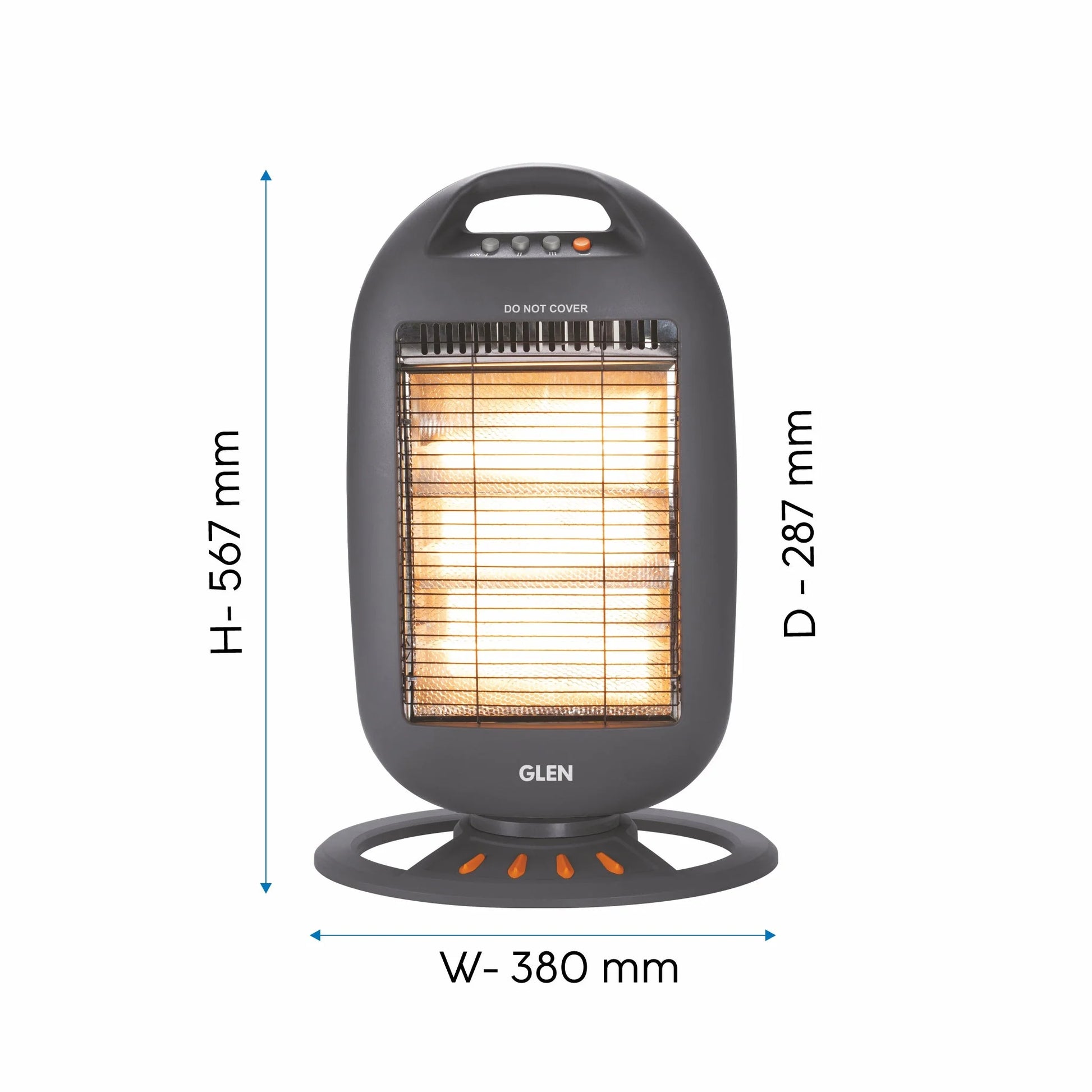 Glen HA7017 HL BL Electric Halogen Room Heater with 3 Heat Settings Grey/Black Mahajan Electronics Online