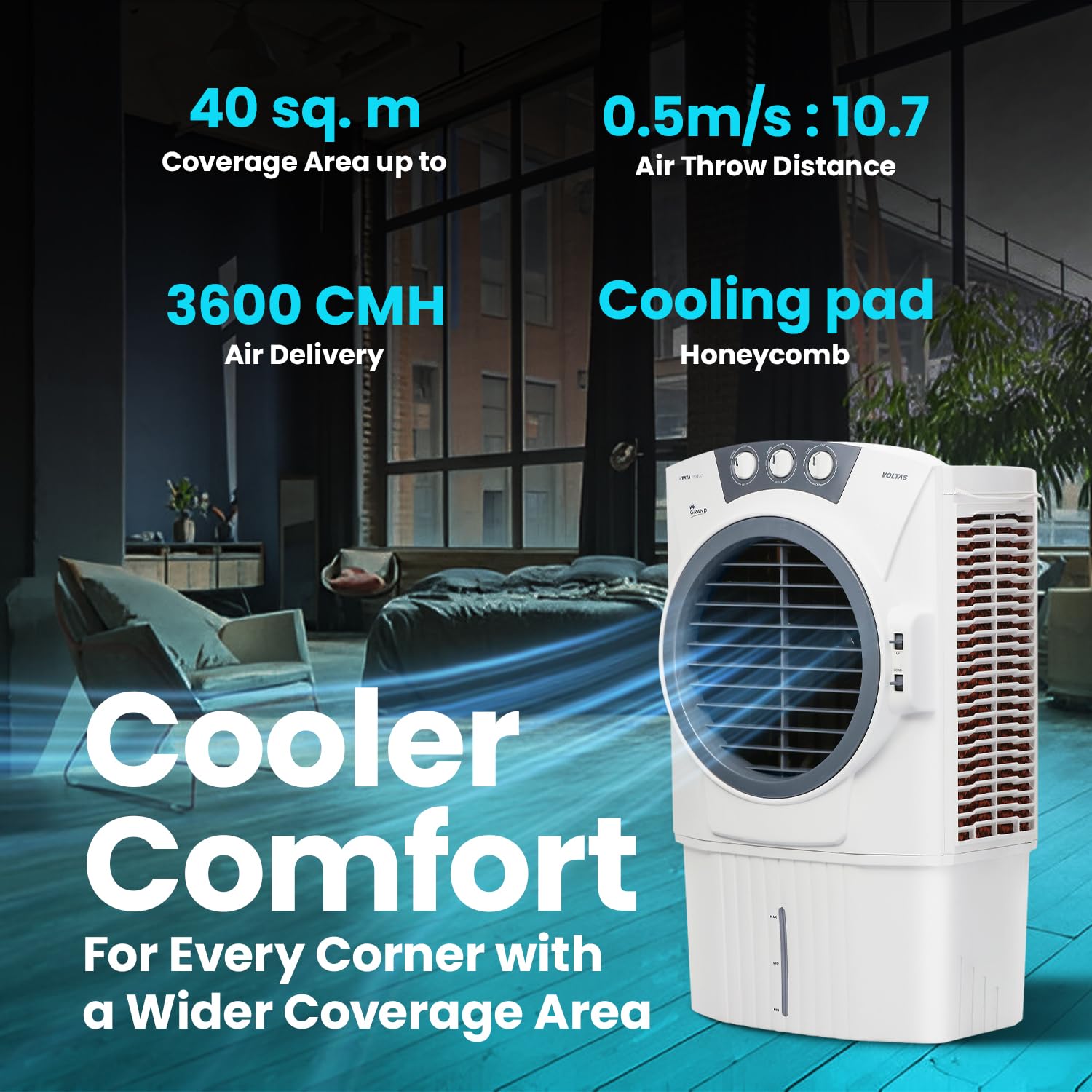 Voltas Grand 52 Desert Cooler - 52L, Off-White mahajan electronics onilne