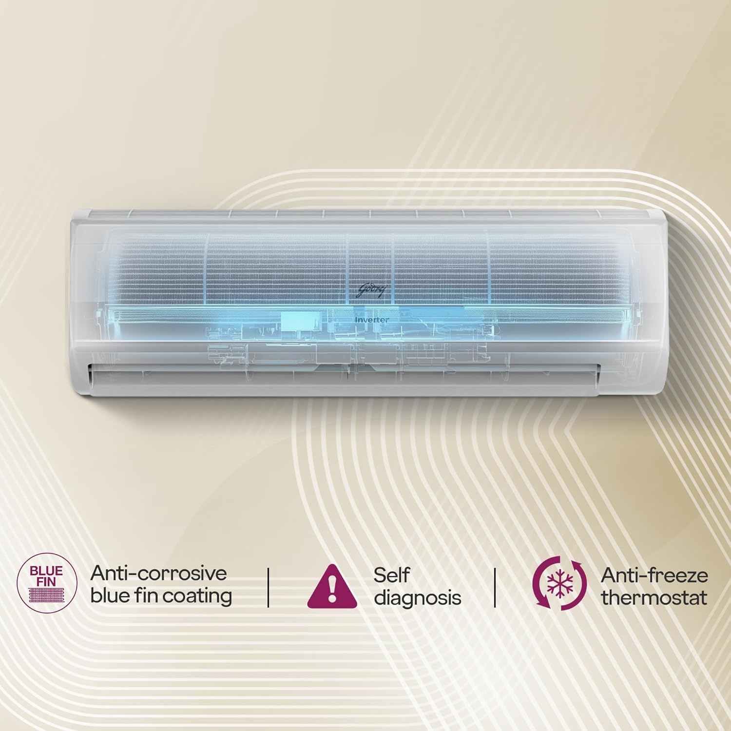 Godrej HIC 24J3TS WA 2 Ton 3 Star AC | New star rated | Inverter Split AC | 5-Year Comprehensive Warranty | AI Powered | 5-in-1 Convertible | I-Sense Technology | Self-clean (AC 2T EC HIC 24J3TS WA, White) Godrej online mahajan electronics 
