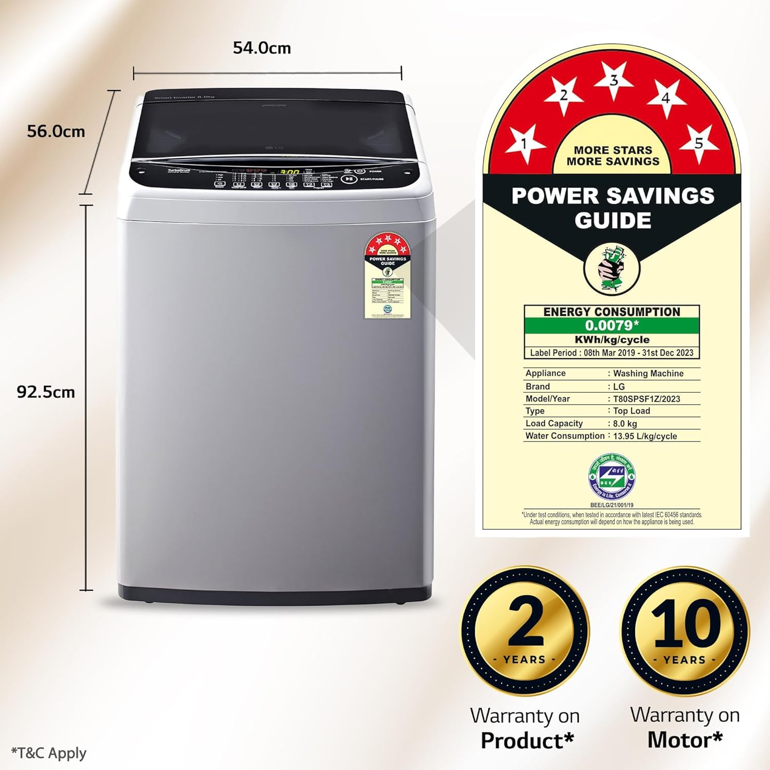 LG T80SPSF1Z 8 Kg 5 Star Smart Inverter TurboDrum Fully Automatic Top Loading Washing Machine Mahajan Electronics Online