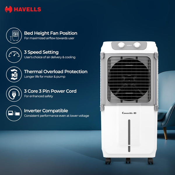 Havells 2-in-1 Convertible 80 L Desert Air Cooler for room| Dual funct